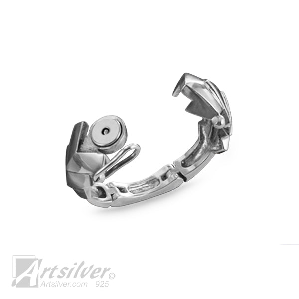 Silver Chevron Magnetic Rings