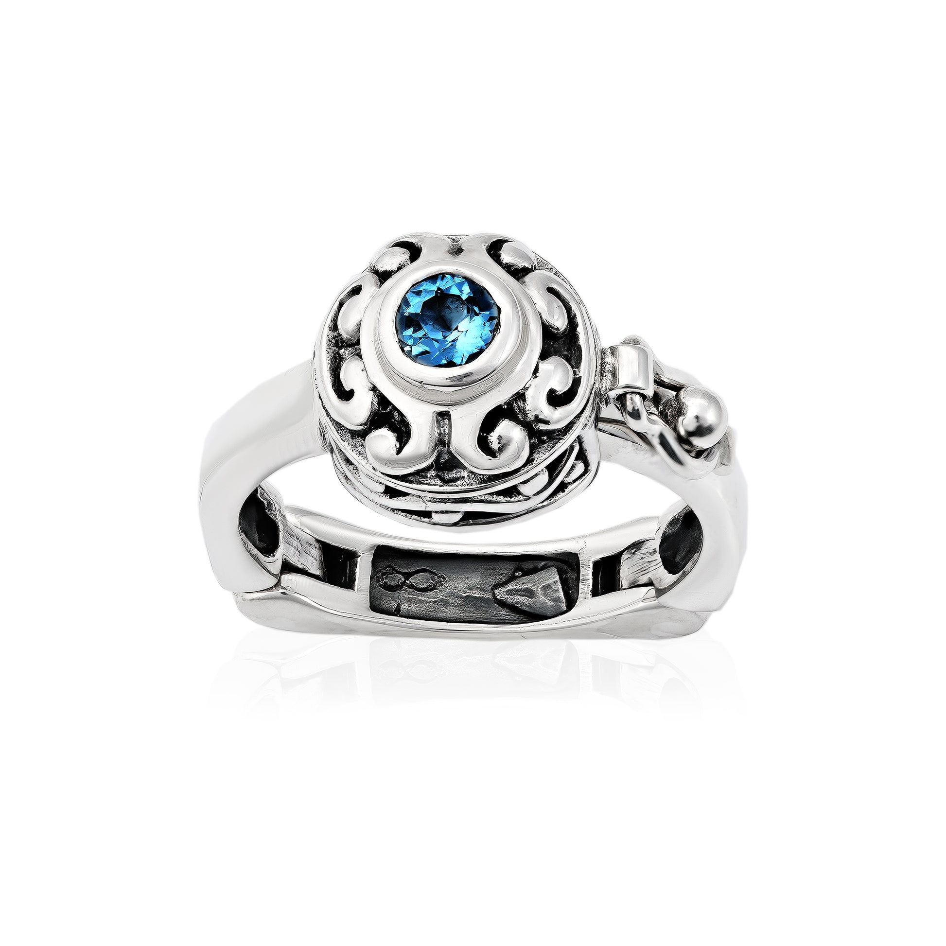 arthritis rings, hinge silver ring with gemstone