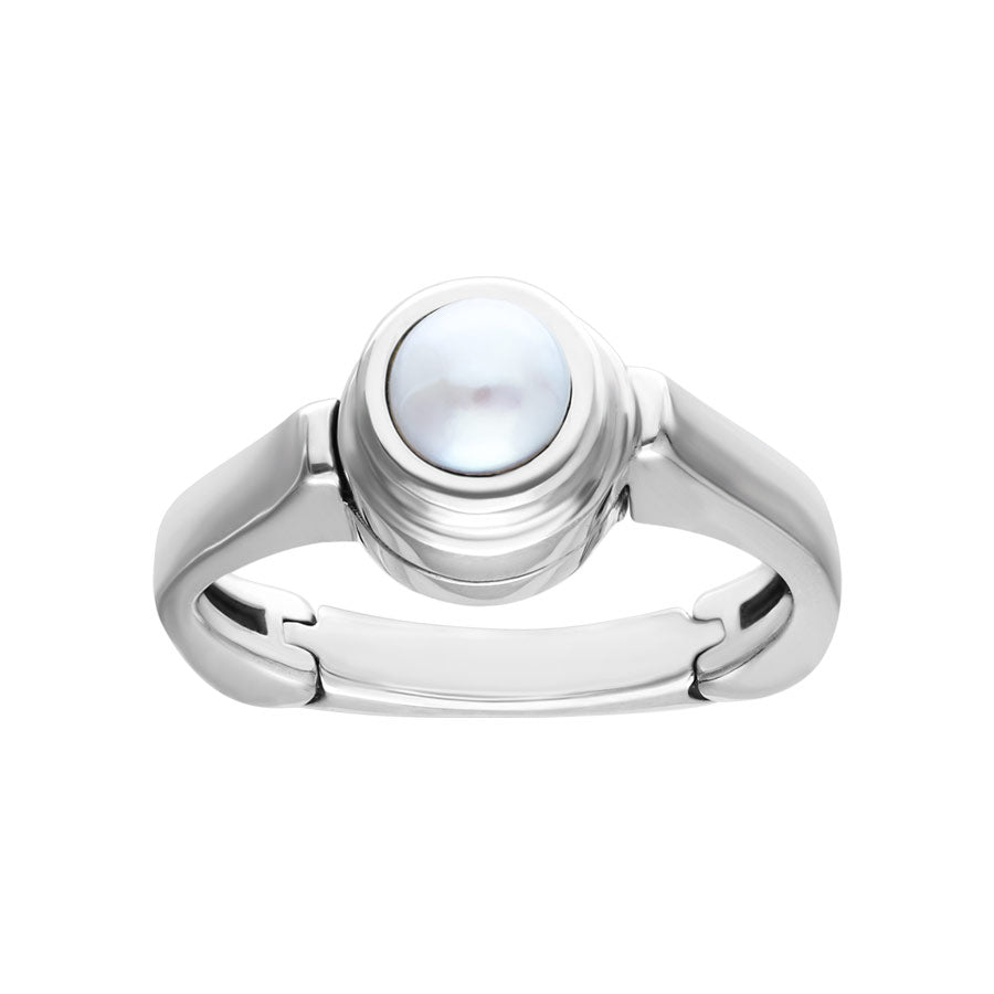 Hinge Solitaire Arthritis Ring white pearl