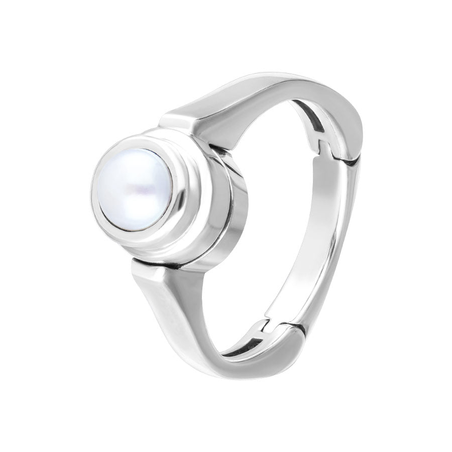 Hinge Solitaire Arthritis Ring white pearl