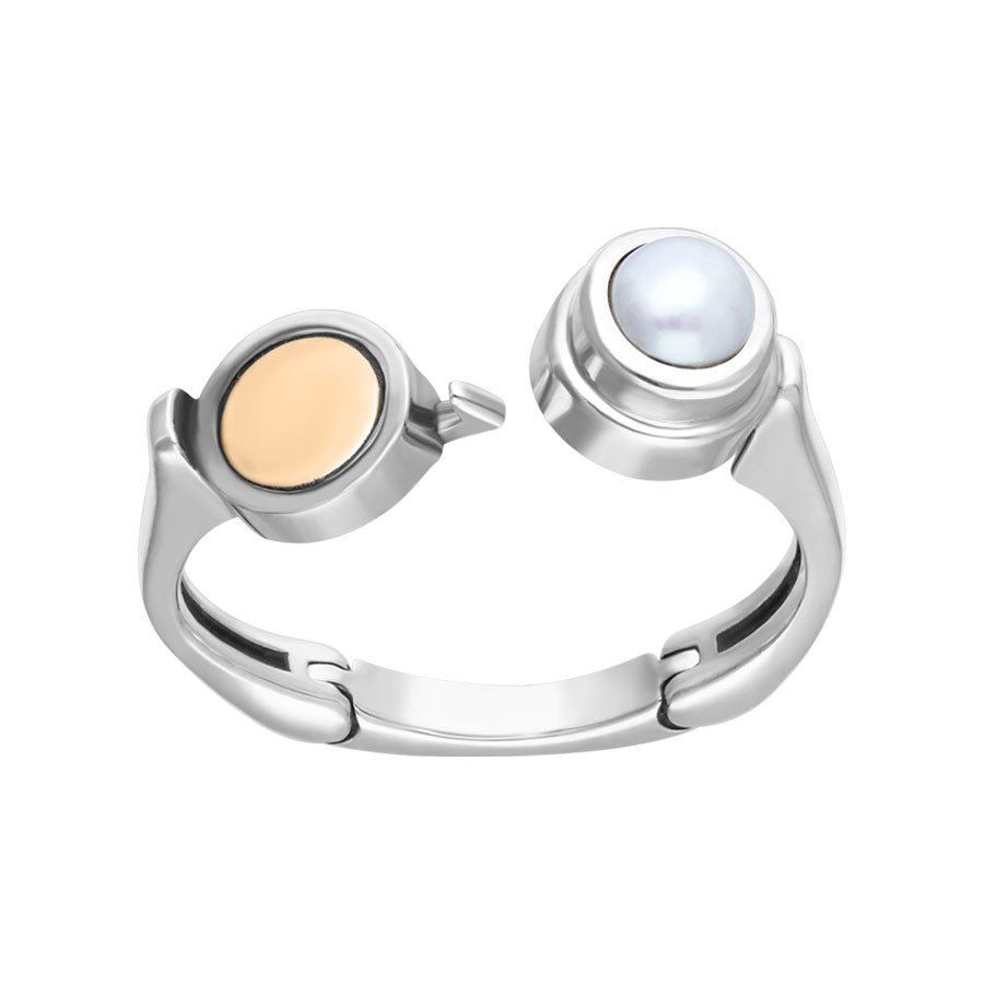 Hinge Solitaire Arthritis Ring white pearl