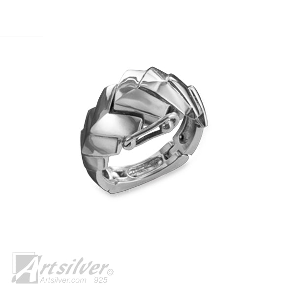 Silver Chevron Magnetic Rings