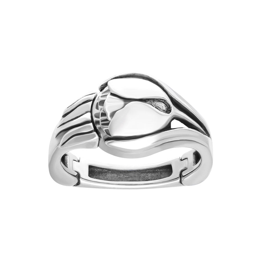Silver Tulip Ring with a hinged magnetic-lock system. 